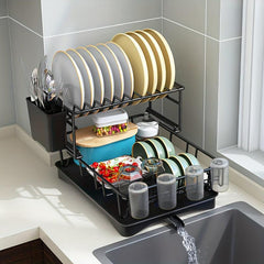 Kitchen Countertop Drain Bowl Holder Fork Dish Cup Storage Rack