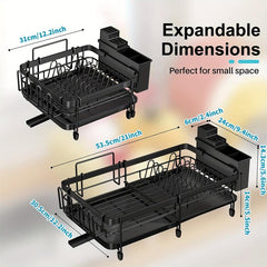 Large Dish Drying Rack with Drainboard Set - Kitchen Counter Organizer