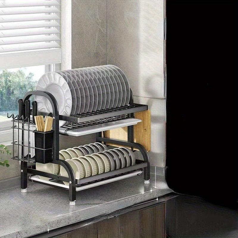 1pc 3 Layer Dish Drying Rack with Drainboard Set Efficient Drainage
