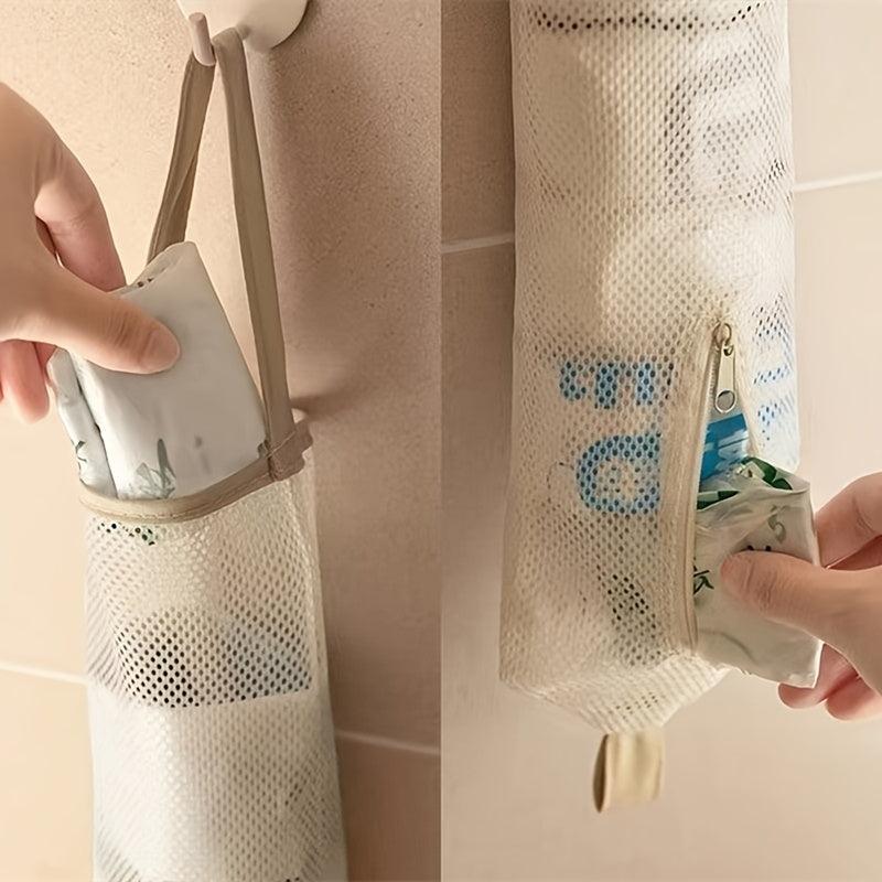 Garbage Bag Storage Mesh Bag Kitchen Wall Mount Organizer Hanging Bag