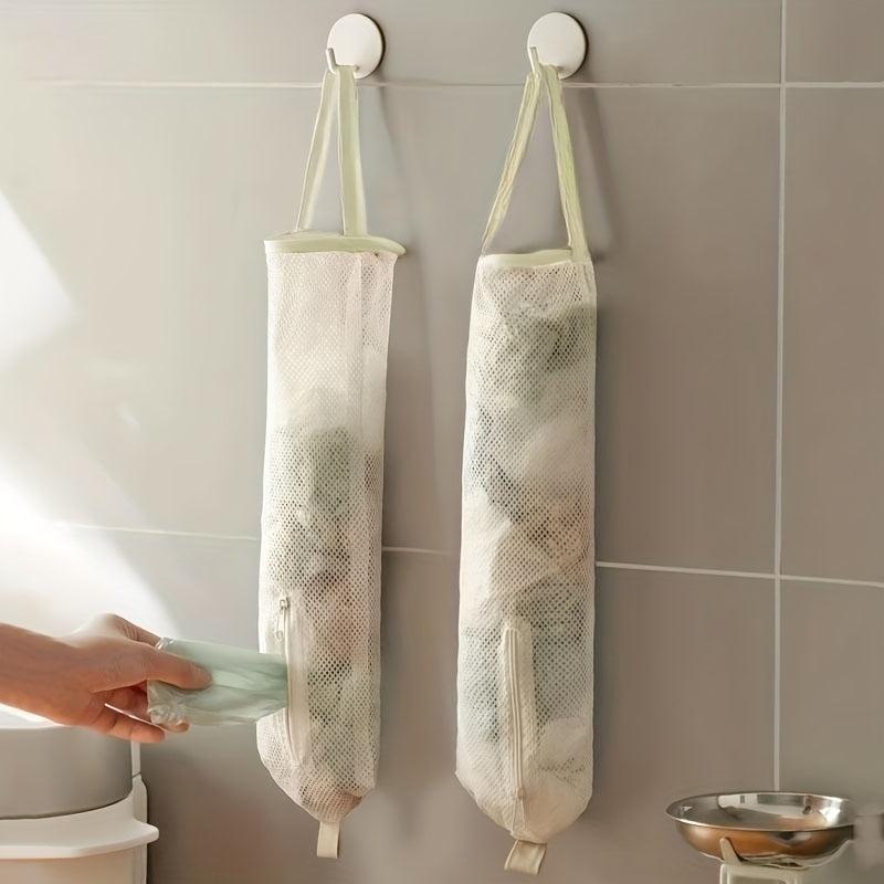 Garbage Bag Storage Mesh Bag Kitchen Wall Mount Organizer Hanging Bag