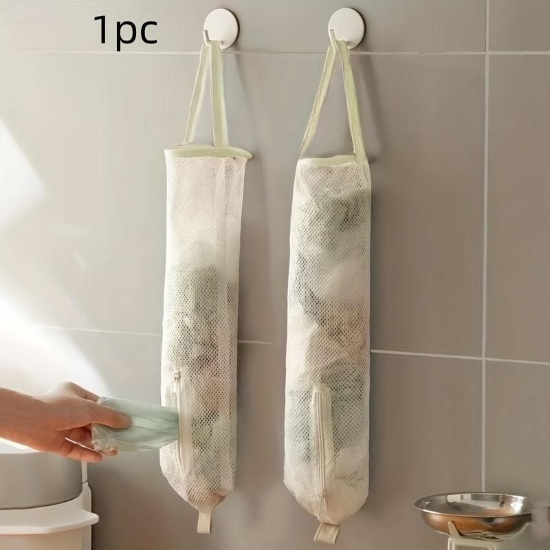 Garbage Bag Storage Mesh Bag Kitchen Wall Mount Organizer Hanging Bag