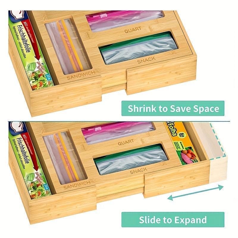Bamboo & Plastic Snack Storage Bag Zippered Organizer for Sandwiches