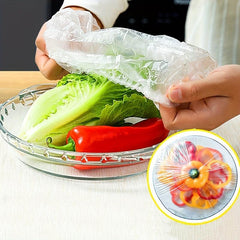 100pcs Disposable Plastic Wrap Cover With Elastic Mouth