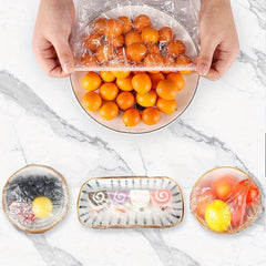 100pcs Disposable Plastic Wrap Cover With Elastic Mouth