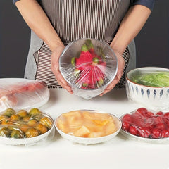 100pcs Disposable Plastic Wrap Cover With Elastic Mouth