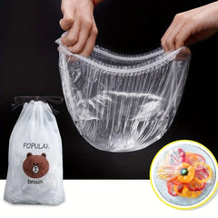 100pcs Disposable Plastic Wrap Cover With Elastic Mouth