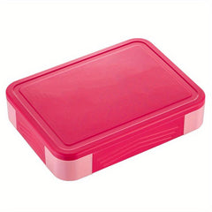 1pc Grid Lunch Box with Lid, Microwave Bento Box Divided with Spoon & Fork