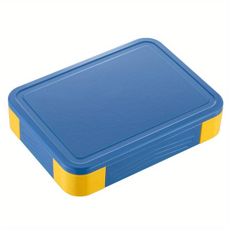 1pc Grid Lunch Box with Lid, Microwave Bento Box Divided with Spoon & Fork