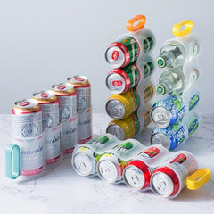 Clear Plastic Can Organizer for Refrigerator Shelf with Sliding Rack
