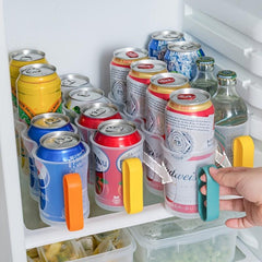 Clear Plastic Can Organizer for Refrigerator Shelf with Sliding Rack