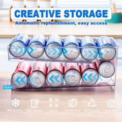 2-Layer Rolling Can Storage Box for Fridge - BPA-free