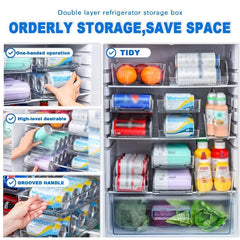2-Layer Rolling Can Storage Box for Fridge - BPA-free