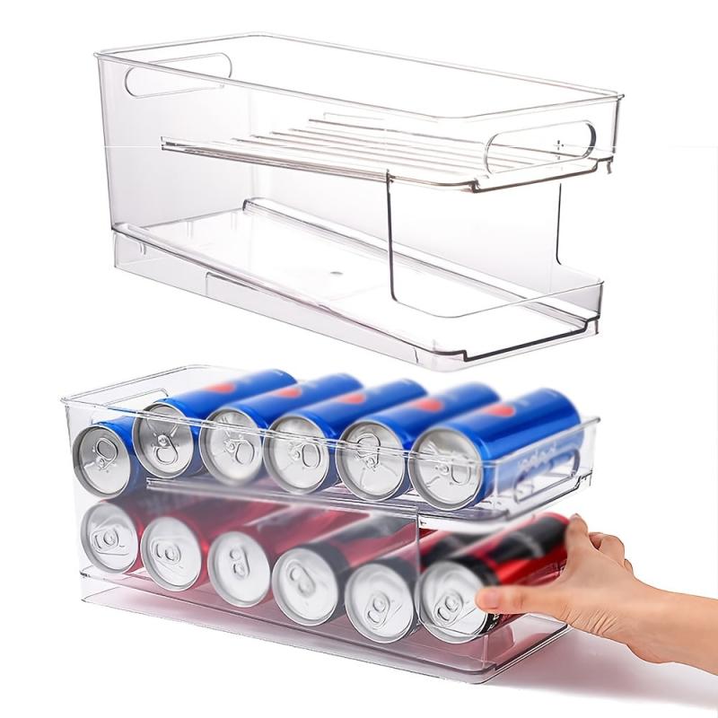2-Layer Rolling Can Storage Box for Fridge - BPA-free