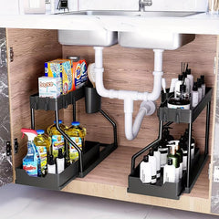 L-Shaped Storage Rack Drawer Bathroom Kitchen Organizer