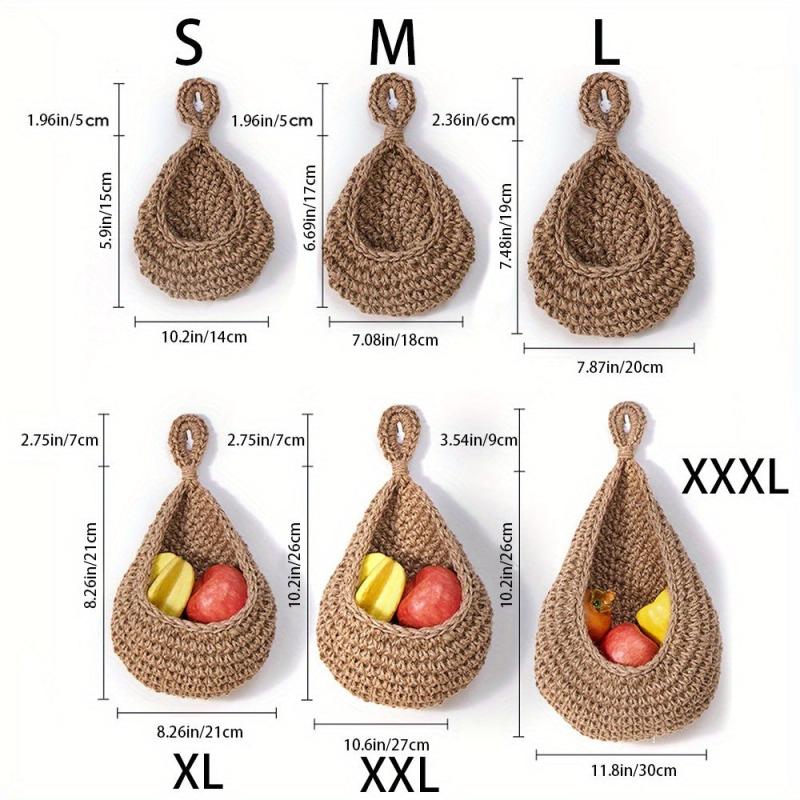 Boho Style Kitchen Hanging Fruit Basket Wall Rack