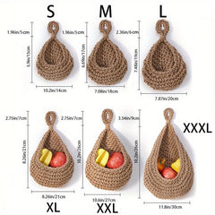 Boho Style Kitchen Hanging Fruit Basket Wall Rack