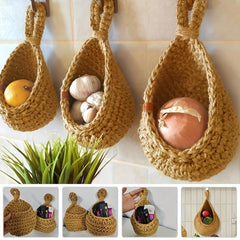 Boho Style Kitchen Hanging Fruit Basket Wall Rack