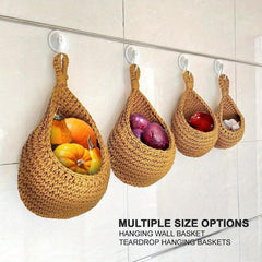 Boho Style Kitchen Hanging Fruit Basket Wall Rack