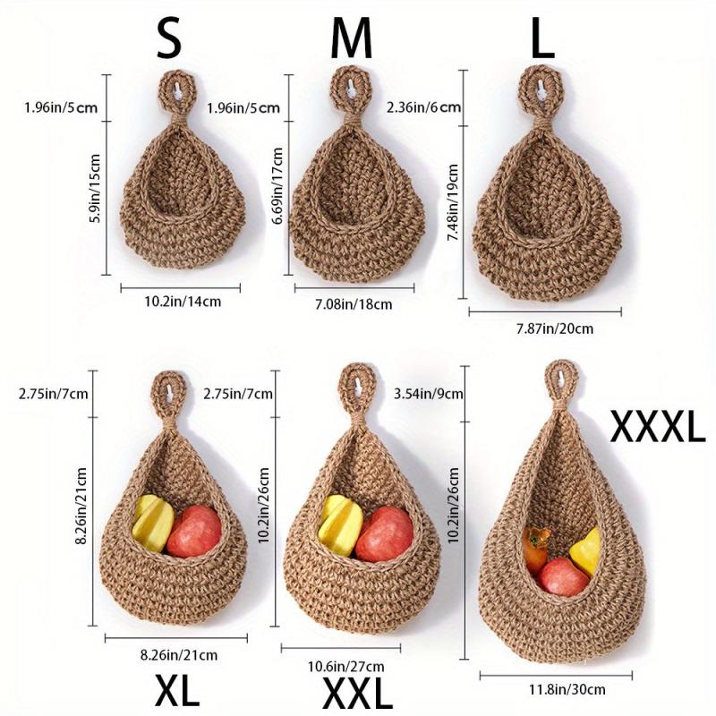 Boho Style Kitchen Hanging Fruit Basket Wall Rack
