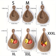 Boho Style Kitchen Hanging Fruit Basket Wall Rack