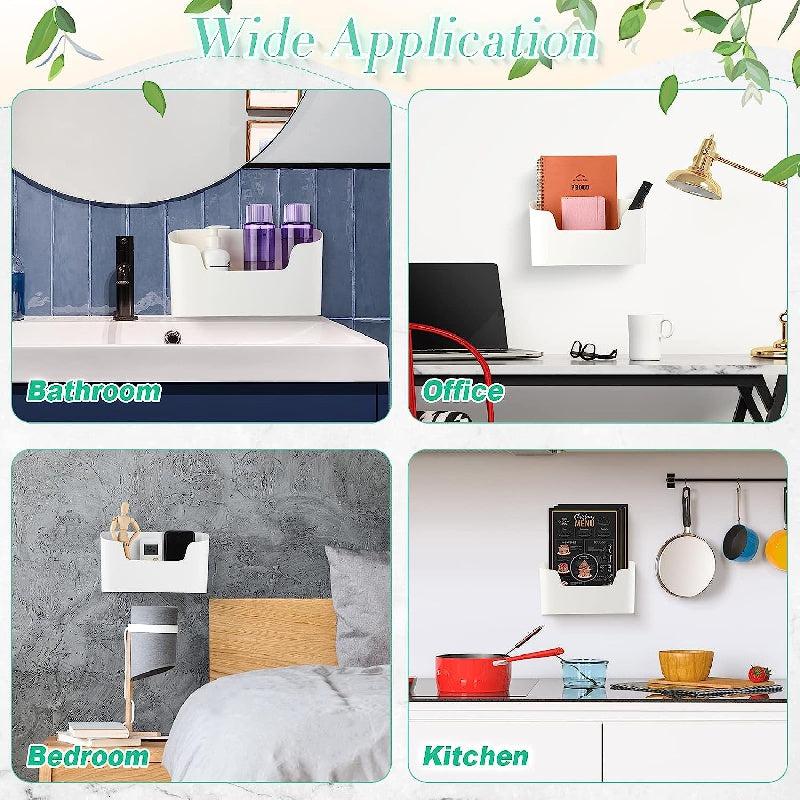 Wall Mounted Storage Box Rack No Drilling File Holder Hanging Organizer