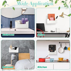 Wall Mounted Storage Box Rack No Drilling File Holder Hanging Organizer