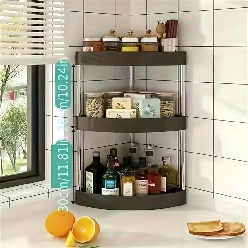 Kitchen Storage Rack Seasoning Salt Sauce Vinegar Bathroom Corner Shelves