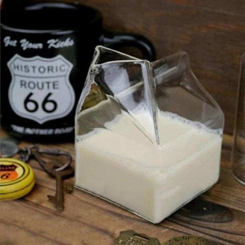 Glass Milk Carton 300ML Half Pint Milk Carton Creative Mini Creamer Jug