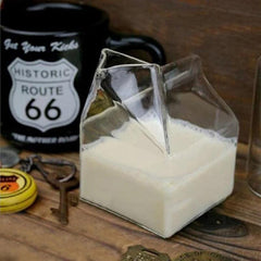 Glass Milk Carton 300ML Half Pint Milk Carton Creative Mini Creamer Jug
