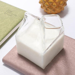 Glass Milk Carton 300ML Half Pint Milk Carton Creative Mini Creamer Jug