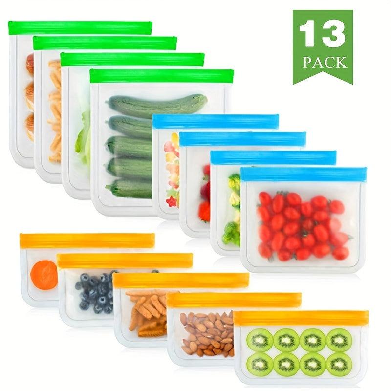 13pcs Reusable Freezing Storage Bags Leak-Proof BPA & PEVA