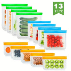 13pcs Reusable Freezing Storage Bags Leak-Proof BPA & PEVA
