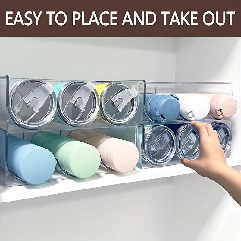 Stackable Plastic Water Bottle Storage Rack for Kitchen Home Cabinet