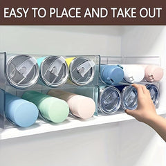 Stackable Plastic Water Bottle Storage Rack for Kitchen Home Cabinet