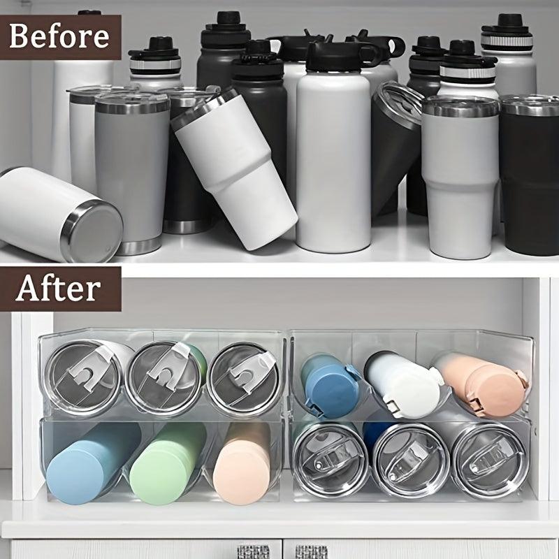 Stackable Plastic Water Bottle Storage Rack for Kitchen Home Cabinet