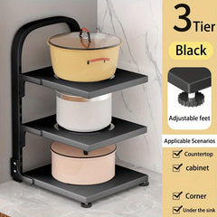 Pots & Pans Organizer Rack 3 Tiers Kitchen Storage