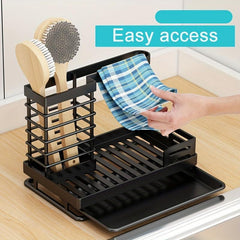 3-in-1 Kitchen Sponge Holder with Drain Tray & Dishcloth Rack