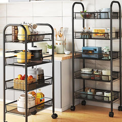 Kitchen Shelf Movable Small Cart Floor Household Movable Shelf For Snack