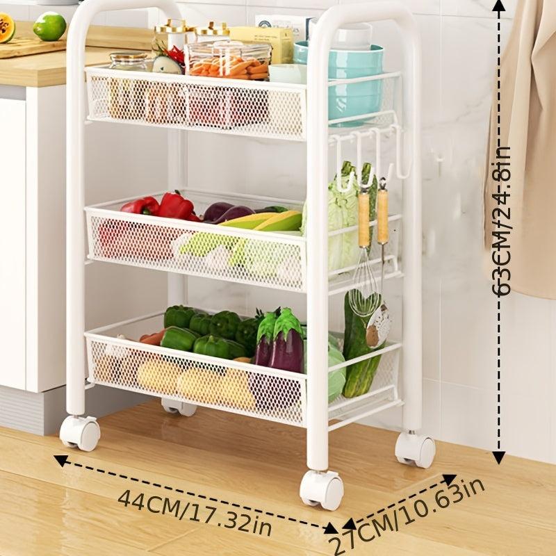 Kitchen Shelf Movable Small Cart Floor Household Movable Shelf For Snack