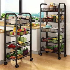 Kitchen Shelf Movable Small Cart Floor Household Movable Shelf For Snack