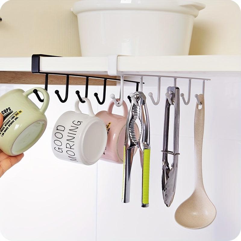 Wrought Iron Hanging Hook Shelf For Cup No Tracing Nail Cabinet Storage