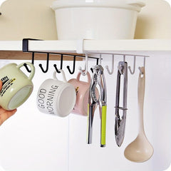 Wrought Iron Hanging Hook Shelf For Cup No Tracing Nail Cabinet Storage