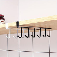 Wrought Iron Hanging Hook Shelf For Cup No Tracing Nail Cabinet Storage