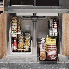 Pull Out Cabinet Organizer 2 Tier Slide Out Sliding Shelf Under Sink Organizer
