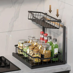 Pull Out Cabinet Organizer 2 Tier Slide Out Sliding Shelf Under Sink Organizer