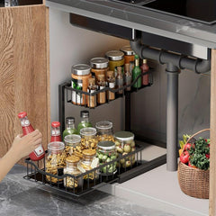 Pull Out Cabinet Organizer 2 Tier Slide Out Sliding Shelf Under Sink Organizer