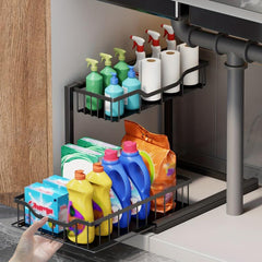 Pull Out Cabinet Organizer 2 Tier Slide Out Sliding Shelf Under Sink Organizer