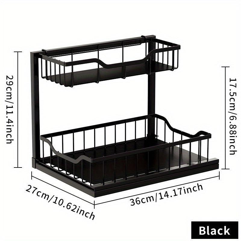 Pull Out Cabinet Organizer 2 Tier Slide Out Sliding Shelf Under Sink Organizer