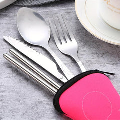 Portable Cutlery Cloth Bag for Dinnerware and Straws